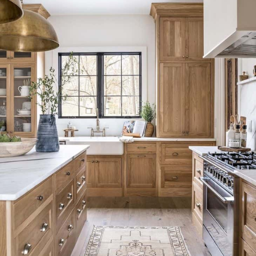rustic white oak kitchen cabinets